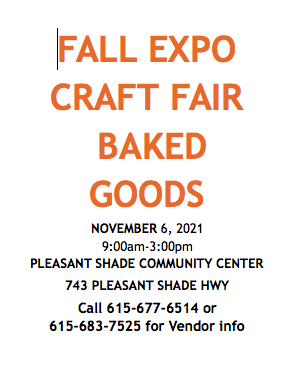 Pleasant Shade Community Center Fall Expo and Craft Fair Set for November 6th, 2021